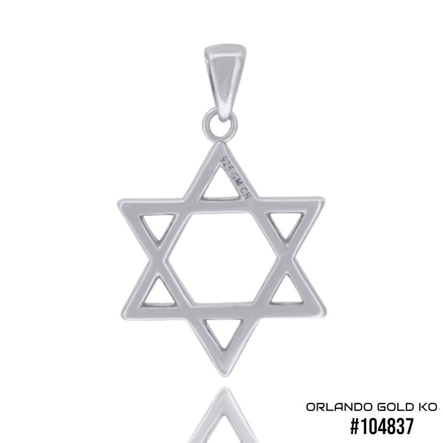 .925 Solid Silver Unisex Cubic-Zirconia Star Of David Symbol Religious Charm Pendant #104837