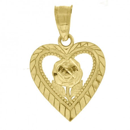 14k Yellow or White Gold Filigree Heart Charm Holder Pendant, 23mm - The  Black Bow Jewelry Company