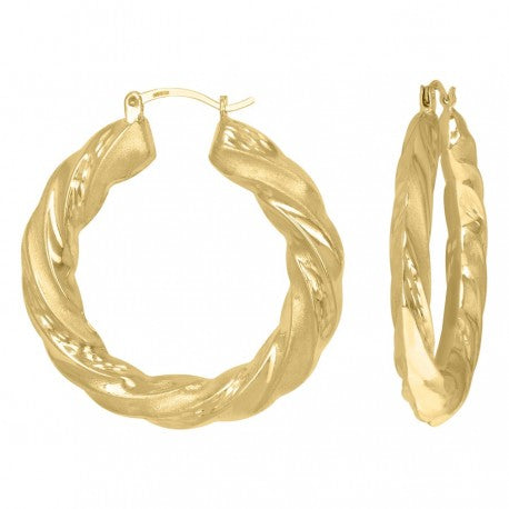 10kt Yellow Gold Womens Twisted Hinged Hoops Huggies