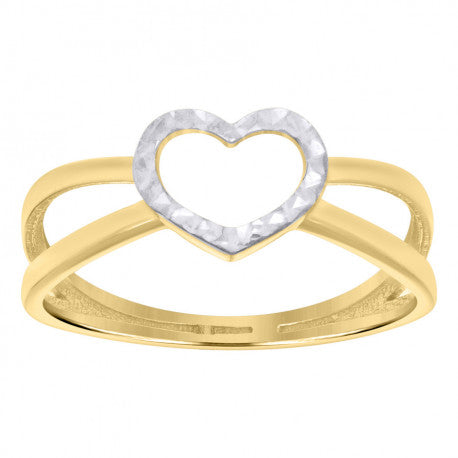 10kt Two-Tone Gold Womens Heart Ring