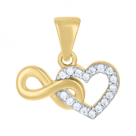 10kt Two-tone Gold Womens Cubic-Zirconia Love Symbol Infinity Heart Charm  Pendant