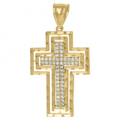 KitBeads 10pcs Christian Crucifix Charms Gold Plated Cross Charms Clear Cubic Zirconia Cross Charms for Jewelry Making Bracelets Bulk