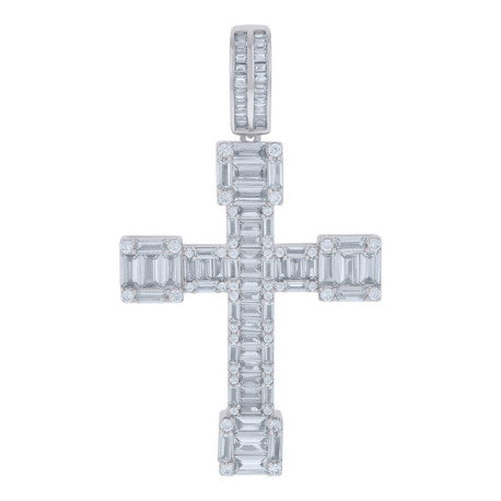 925 Silver Letter V Initial Baguette Cut Pendant Necklace