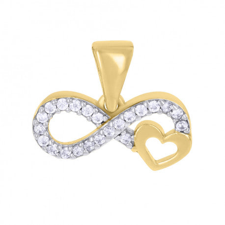 10kt Two-tone Gold Womens Cubic-Zirconia Love Symbol Infinity Heart Charm  Pendant