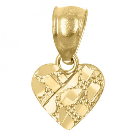 10kt Yellow Gold Womens Nugget Heart Charm Pendant