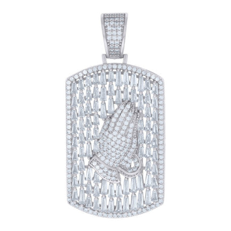 925 Silver Letter V Initial Baguette Cut Pendant Necklace