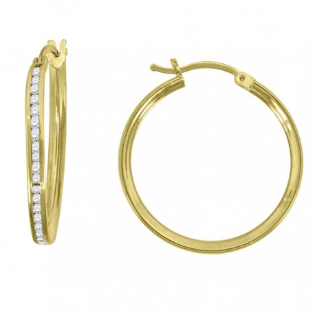 10kt Yellow Gold CZ Womens Single Row 2mm X 28mm Hinged Hoops Huggies