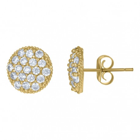 10kt Yellow Gold Mens Cubic-Zirconia Round Stud Earrings