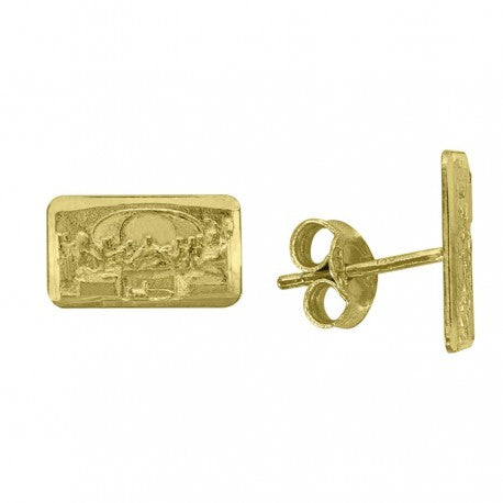 10kt Yellow Gold Womens Dc Last Supper Religious Stud Earrings