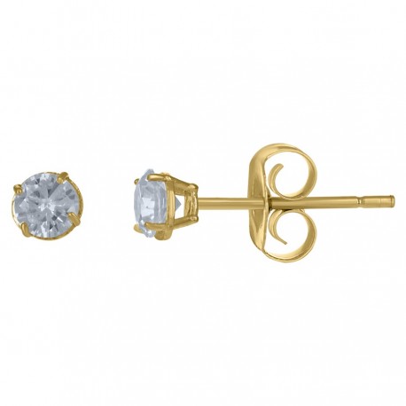 10kt Yellow Gold Unisex Cubic-Zirconia Round Stud Earrings