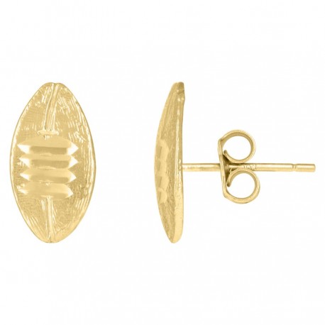 10kt Yellow Gold Mens Rugby Fashion Stud Earrings