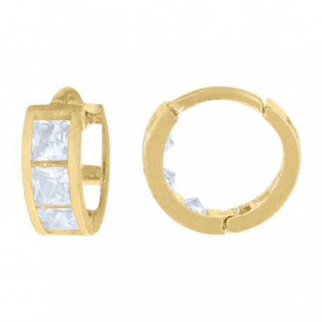 10kt Yellow Gold Womens Princess Cut CZ Cubic Zirconia Hoop Earrings