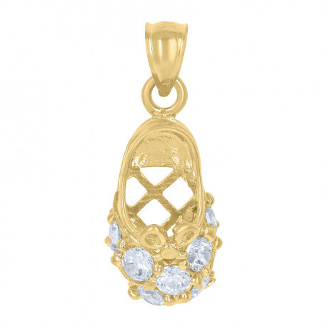 10Kt Baby Shoes Pendant with CZ Stones