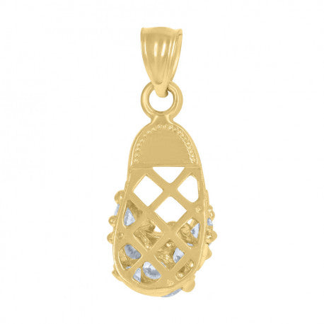 10Kt Baby Shoes Pendant with CZ Stones