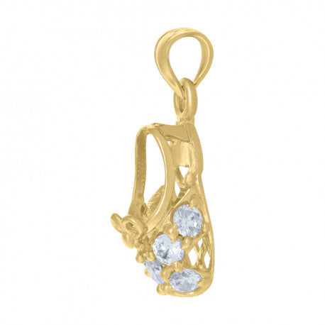 10Kt Baby Shoes Pendant with CZ Stones