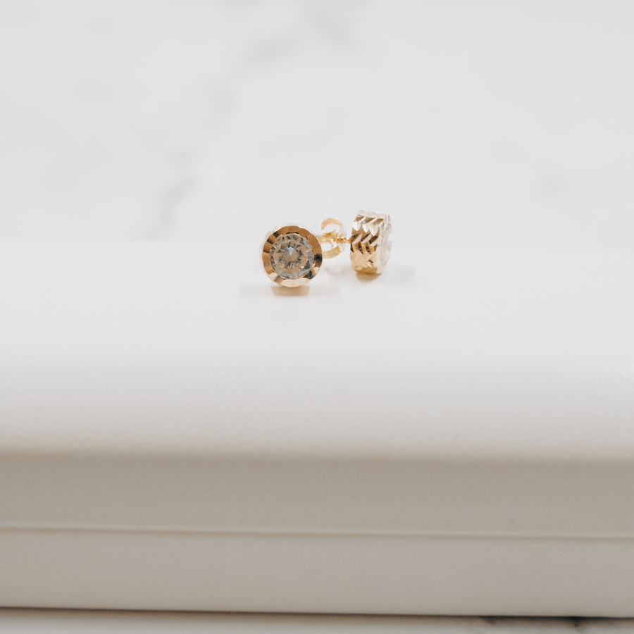 10kt Yellow Gold Womens Cubic-Zirconia Round Stud Earrings