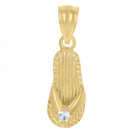 10 Kt Baby Flip Flops Charm Pendant with CZ Stone