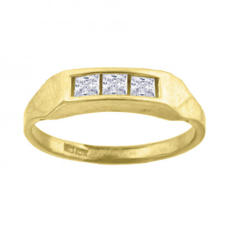 10KT PRINCESS CUT BABY BAND WITH STONES