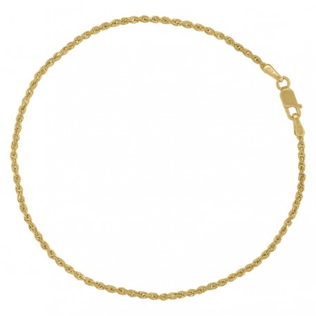 10kt Yellow Gold Unisex 1.5mm Solid Rope Chain Bracelet(7" to 9Inches)