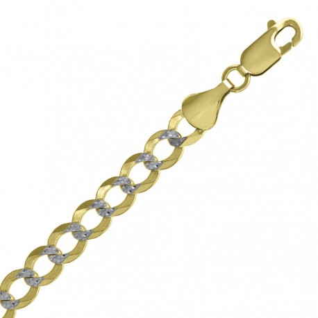 10kt Two-tone Gold Unisex Solid Pave Cuban Chain 5.5mm 18 To 24 Inches