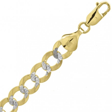 10kt Two-Tone 8.3mm Solid Pave Cuban Link Bracelet