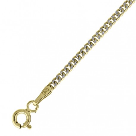10kt Two-tone Gold Unisex Hollow Pave Cuban Chain 2.2mm 18 To 24 Inches