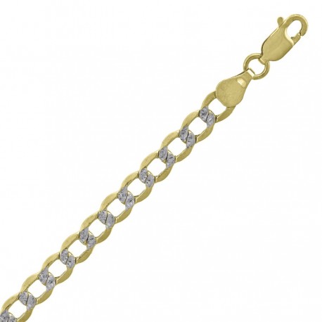 10kt Two-Tone 4.5mm Hollow Pave Cuban Link Bracelets