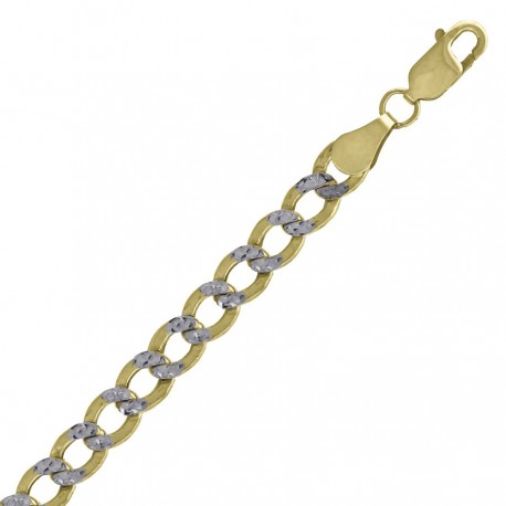 10kt Two-tone Gold Unisex Hollow Pave Cuban Chain 5mm 18 To 24 Inches