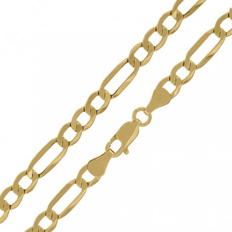 10kt Yellow Gold Unisex Hollow Figaro Chain 4.7mm 18 to 24 inches