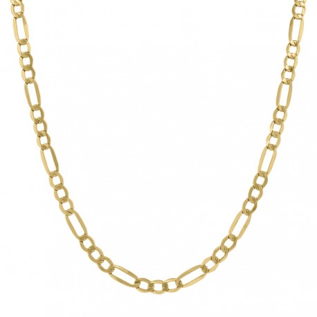 10kt Yellow Gold Unisex Hollow Figaro Chain 4.7mm 18 to 24 inches
