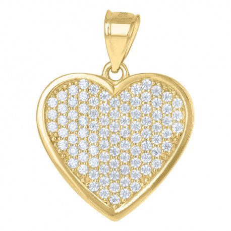 10KT Yellow Gold Iced Out Heart CZ Stones