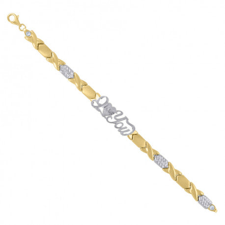 10KT Two-Tone Turkish 7” Stampato I Love You Heart Bracelet