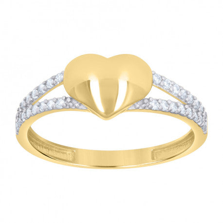 10kt Two-Tone Gold Womens Cubic-Zirconia Heart Love Ring