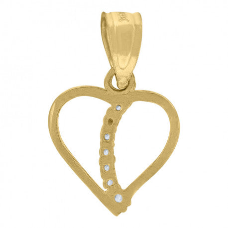 10kt Gold Two-Tone Cubic-Zirconia Womens Heart Charm Pendant