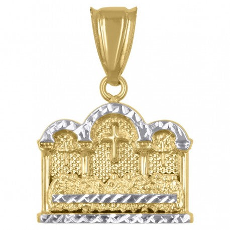 10kt Gold Two-Tone Diamond-Cut Mens Last Supper Religious Charm Pendant
