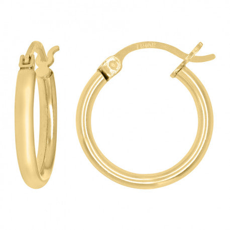 10kt Yellow Gold Womens Hollow Round Tube Hoop Earrings