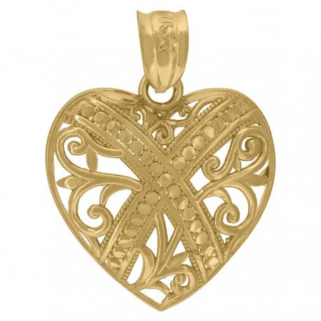 10kt Yellow Gold Womens Heart Charm Pendant
