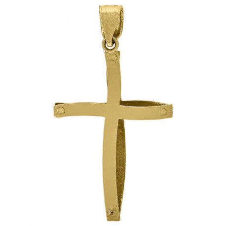 10kt Two-Tone Gold Unisex Diamond-Cut Cross Religious Charm Pendant