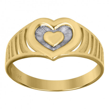 10kt Two-Tone Gold Womens Heart Love & Hearts Rings