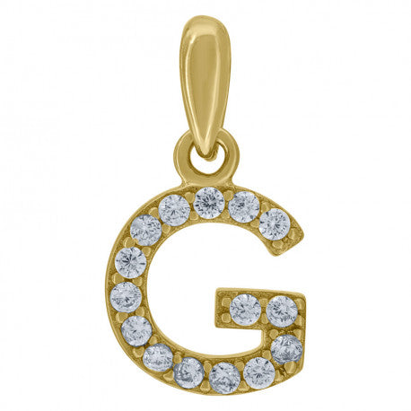 925 Solid Silver Yellow Gold Vermeil Unisex Micro Initial Charm Pendant (5A Round Cut CZ Stones) Alphabet Letters A-Z