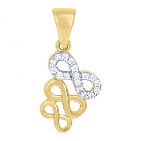 10kt Two-tone Gold Womens Cubic-Zirconia Love Symbol Infinity Charm Pendant