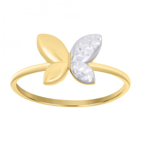 10kt Two-Tone Gold Womens Butterfly Fashion Ring