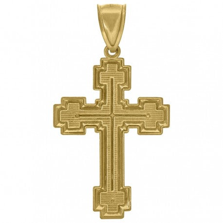 10kt Yellow Gold Unisex Diamond-Cut Cross Religious Charm Pendant