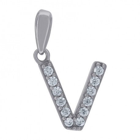 925 Solid Silver Unisex Micro Initial Charm Pendant (5A Round Cut CZ Stones) Alphabet Letters A-Z