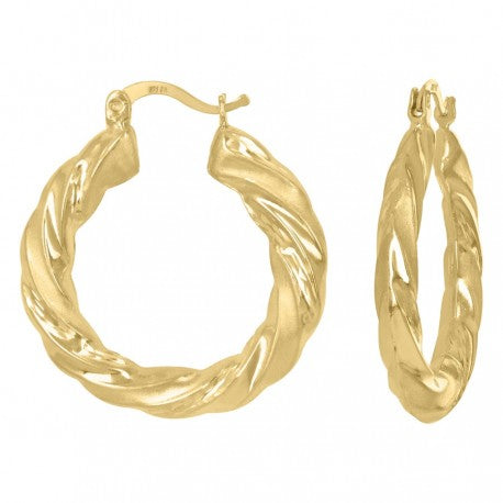 10kt Yellow Gold Womens Twisted Hinged Hoops Huggies