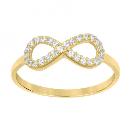 10kt Yellow Gold Womens Cubic-Zirconia Love Symbol Infinity Ring