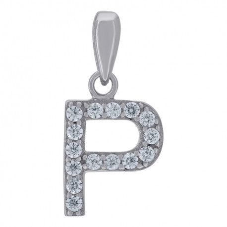 925 Solid Silver Unisex Micro Initial Charm Pendant (5A Round Cut CZ Stones) Alphabet Letters A-Z