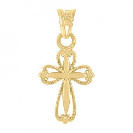 10kt Yellow Gold Mens Cross Religious Charm Pendant