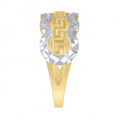 10kt Two-tone Gold Womens Greek Key Fashion Ring
