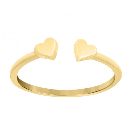 10kt Yellow Gold Womens Double Heart Ring